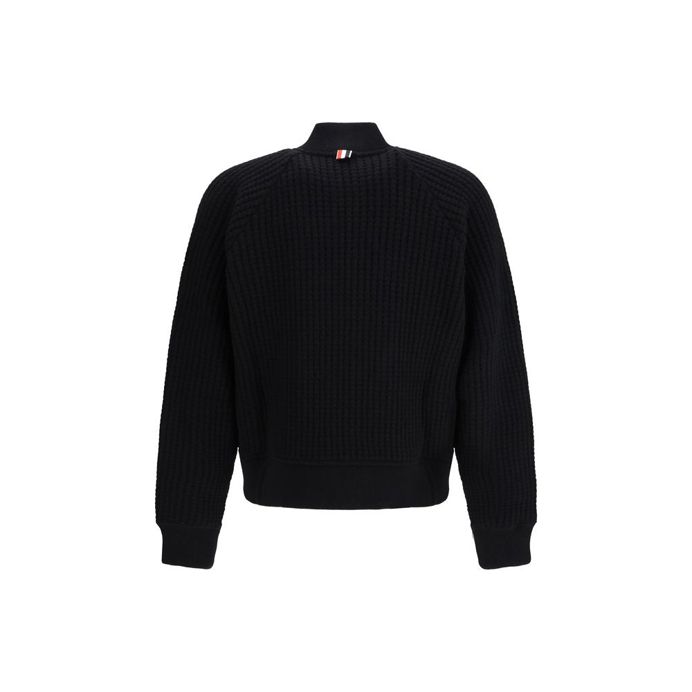 Thom Browne Black Wool Bomber Jacket - Oversized Fit