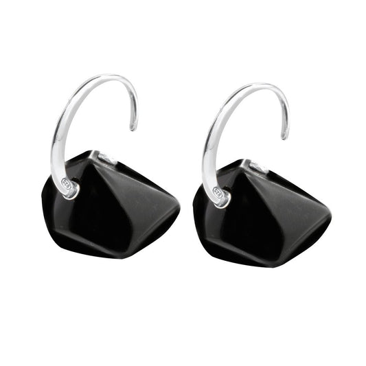 Boucles d'oreilles GC en argent noir