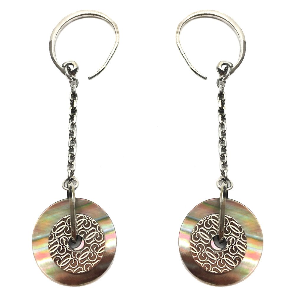 Boucles d'oreilles GC en acier inoxydable argenté