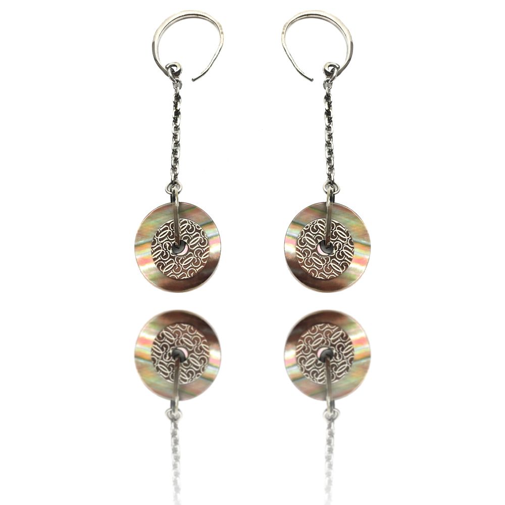 Boucles d'oreilles GC en acier inoxydable argenté