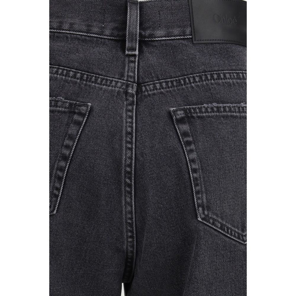 Chloé Black Cotton High-Waisted Jean - Élégance Intemporelle