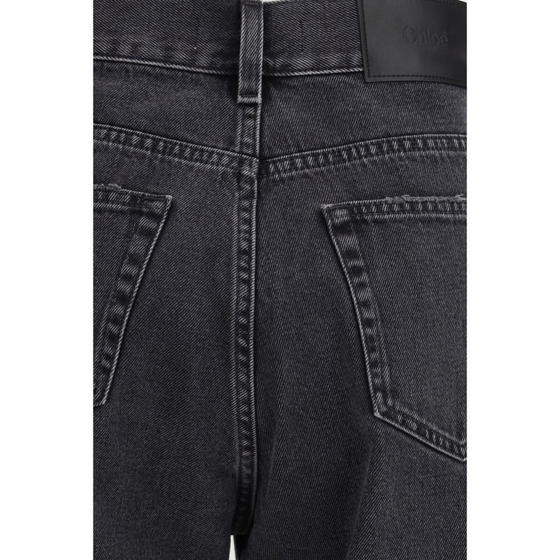Chloé Black Cotton High-Waisted Jean - Élégance Intemporelle