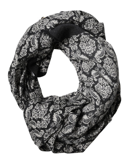 Écharpe homme Dolce &amp; Gabbana en dentelle à motif damassé noir et blanc