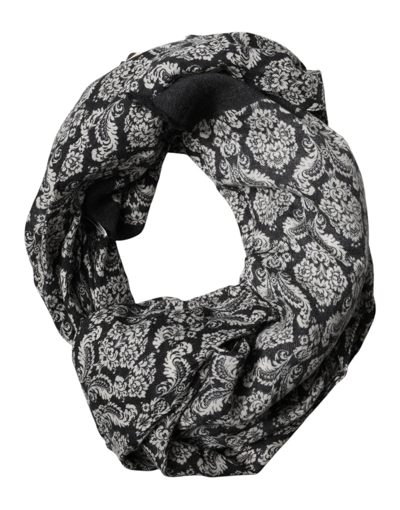 Écharpe homme Dolce &amp; Gabbana en dentelle à motif damassé noir et blanc