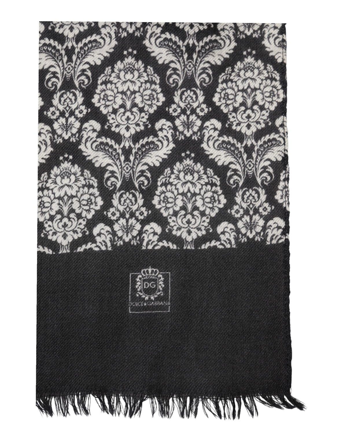 Écharpe homme Dolce &amp; Gabbana en dentelle à motif damassé noir et blanc