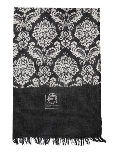 Écharpe homme Dolce &amp; Gabbana en dentelle à motif damassé noir et blanc