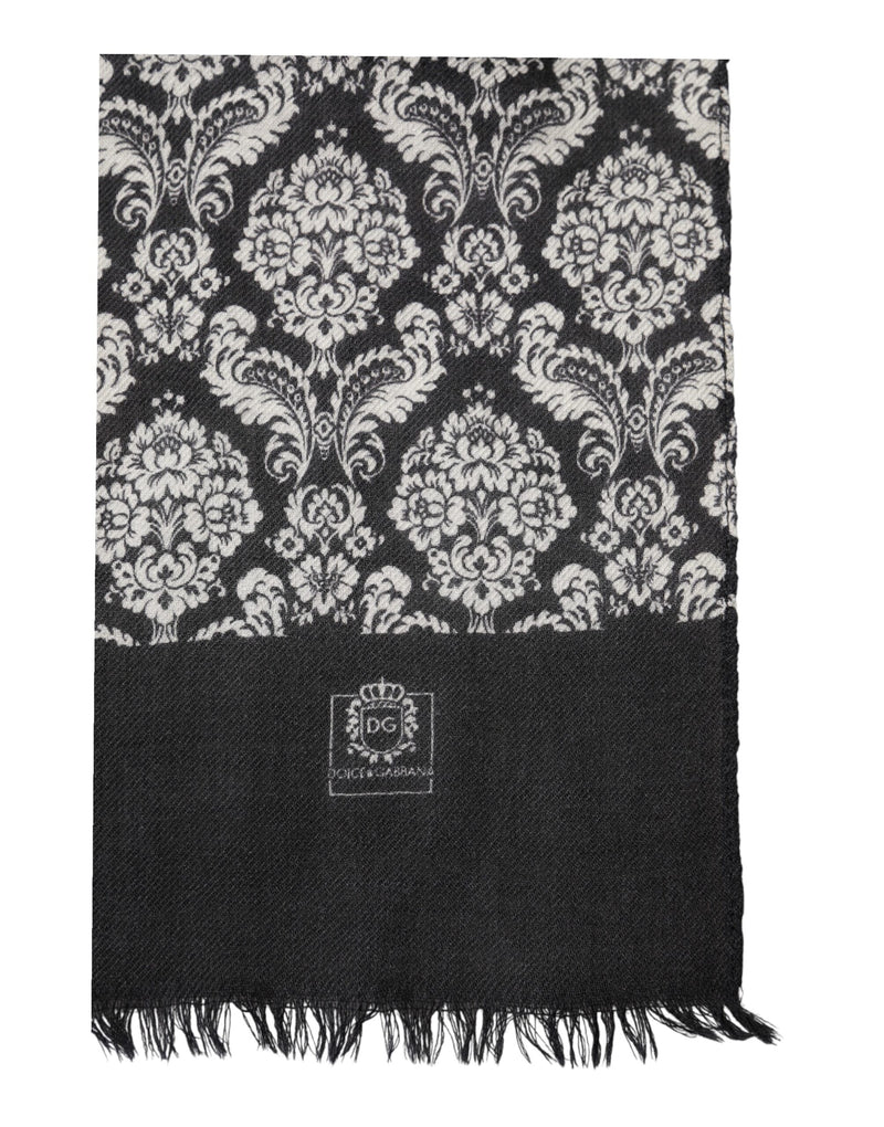Écharpe homme Dolce &amp; Gabbana en dentelle à motif damassé noir et blanc