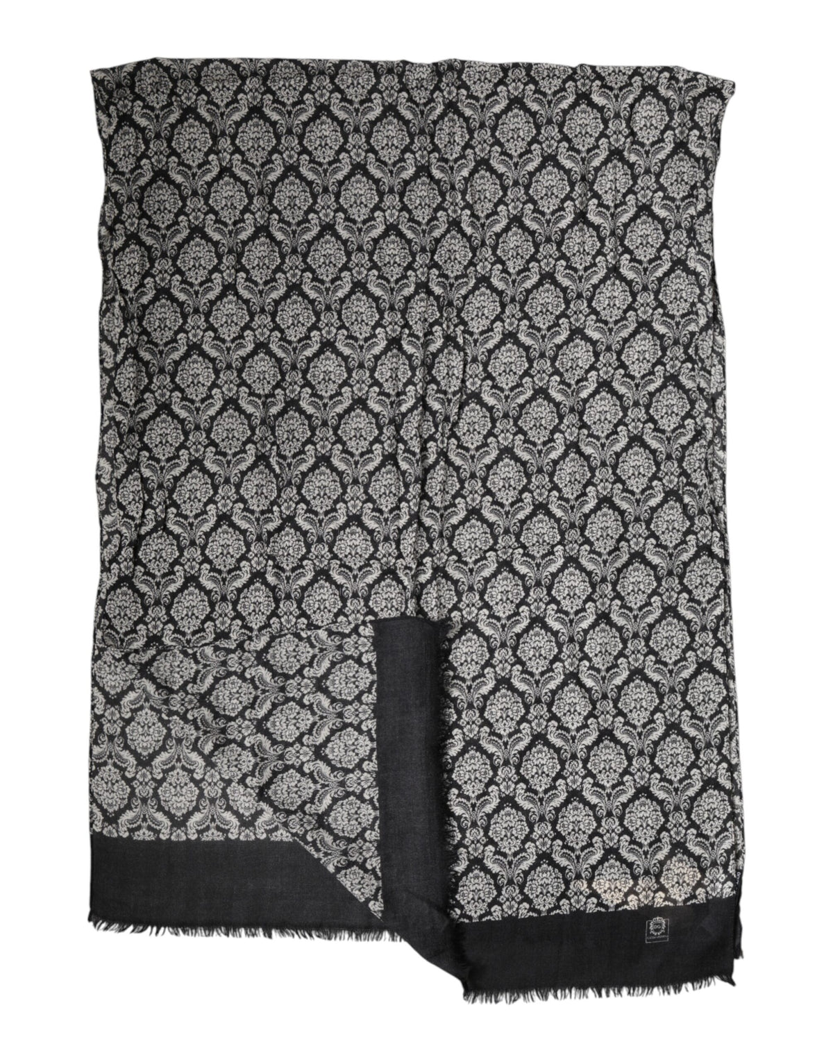 Écharpe homme Dolce &amp; Gabbana en dentelle à motif damassé noir et blanc