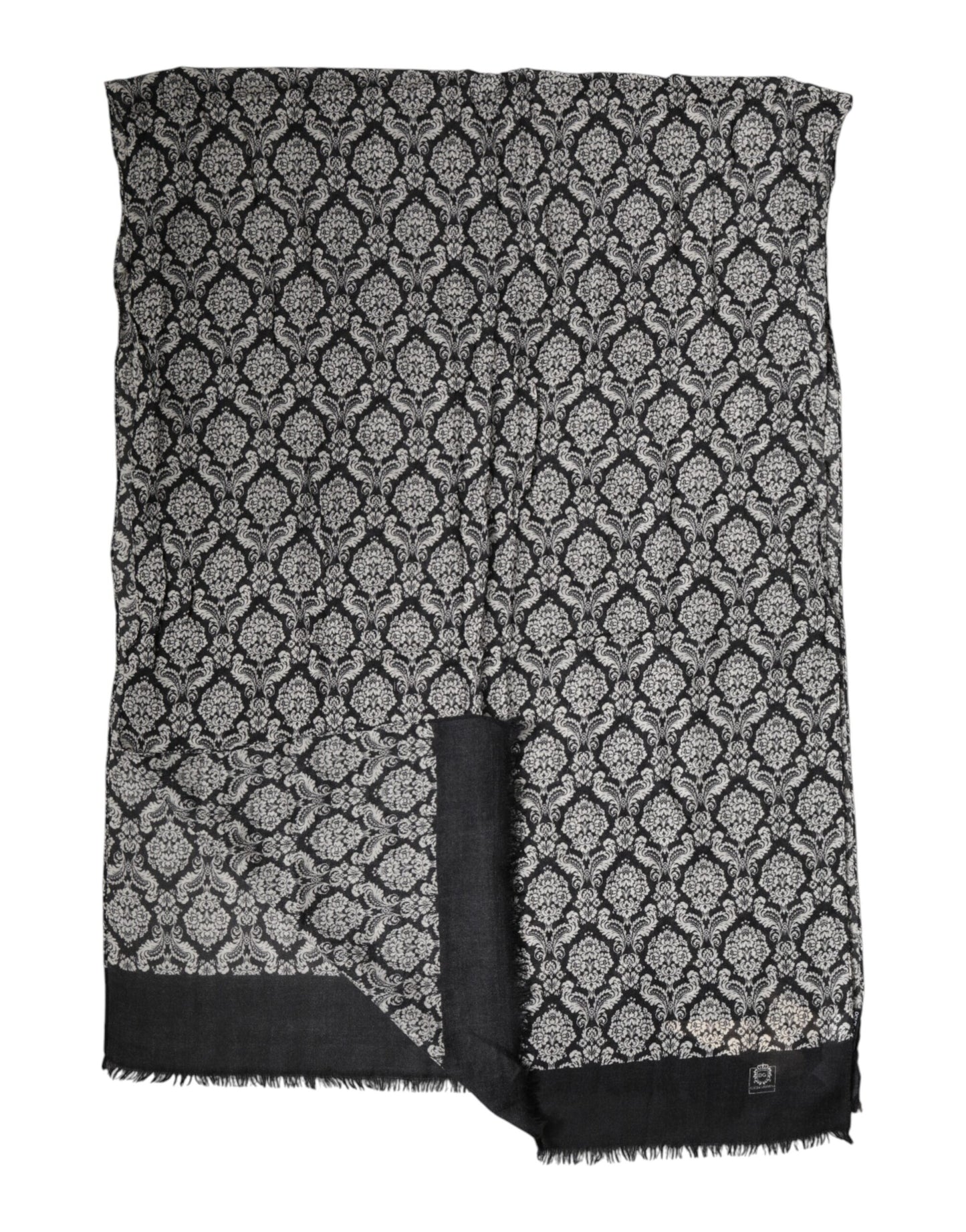 Écharpe homme Dolce &amp; Gabbana en dentelle à motif damassé noir et blanc