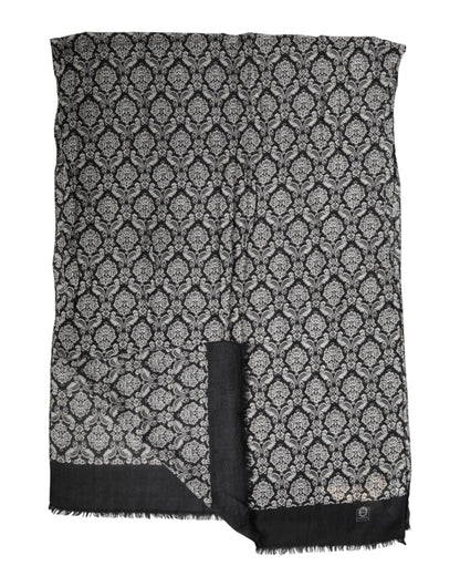 Écharpe homme Dolce &amp; Gabbana en dentelle à motif damassé noir et blanc
