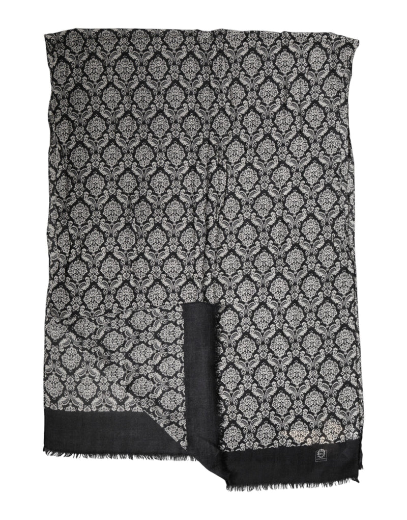 Écharpe homme Dolce &amp; Gabbana en dentelle à motif damassé noir et blanc