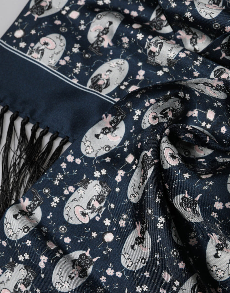 Dolce &amp; Gabbana Châle en soie bleu marine pour homme