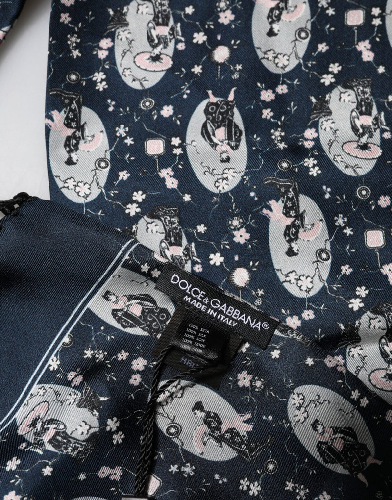 Dolce &amp; Gabbana Châle en soie bleu marine pour homme