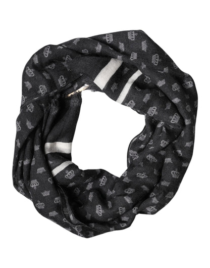 Dolce &amp; Gabbana Black Crown Cachemire Écharpe Châle/Écharpe/Châle/Écharpe ...
