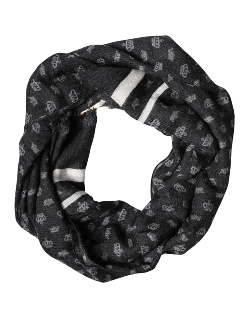 Dolce &amp; Gabbana Black Crown Cachemire Écharpe Châle/Écharpe/Châle/Écharpe ...