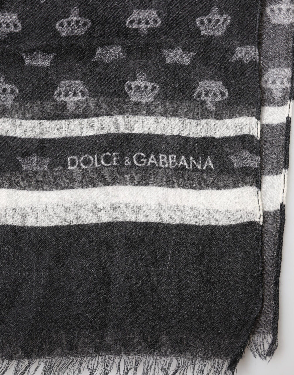 Dolce &amp; Gabbana Black Crown Cachemire Écharpe Châle/Écharpe/Châle/Écharpe ...