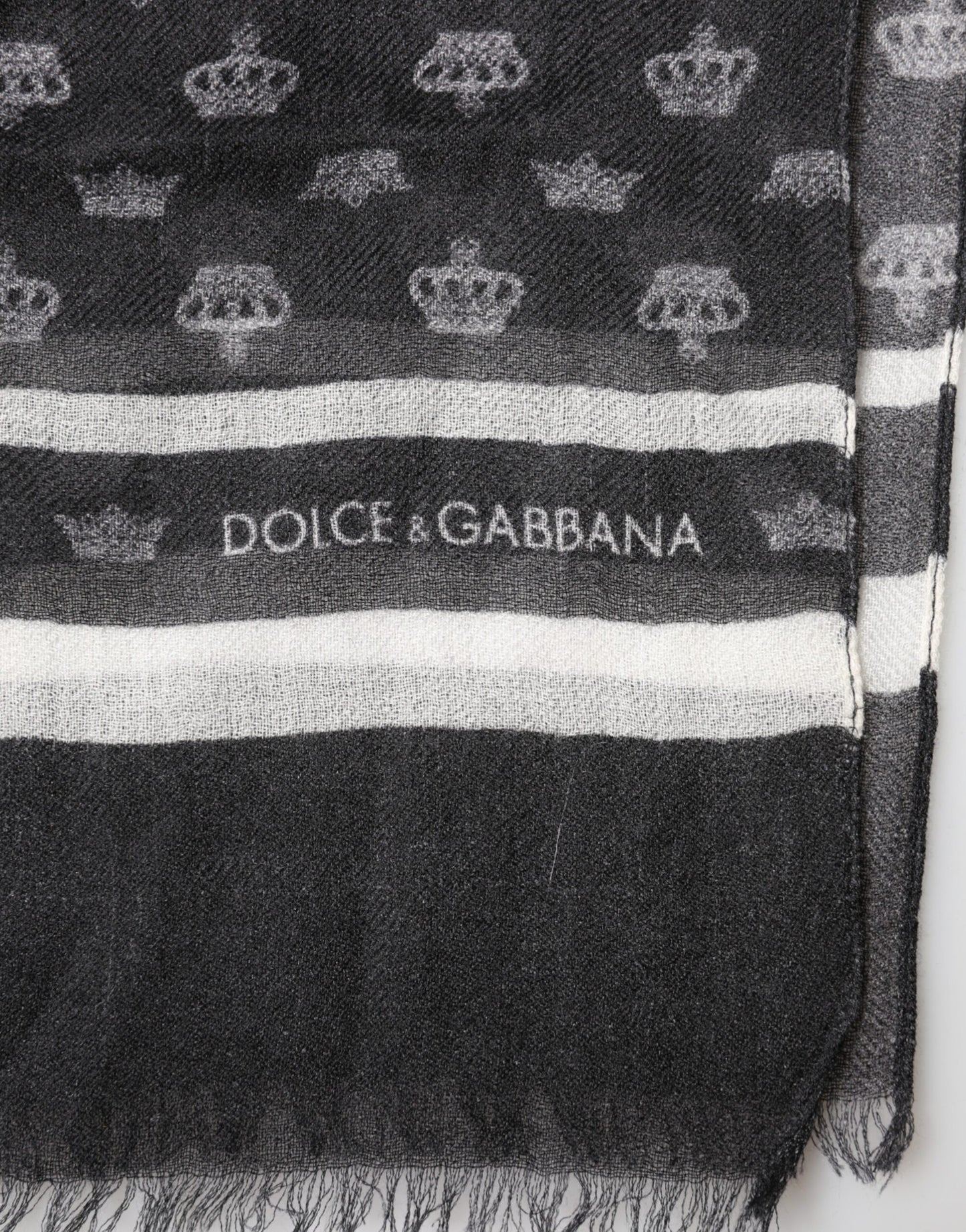 Dolce &amp; Gabbana Black Crown Cachemire Écharpe Châle/Écharpe/Châle/Écharpe ...