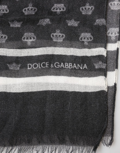 Dolce &amp; Gabbana Black Crown Cachemire Écharpe Châle/Écharpe/Châle/Écharpe ...