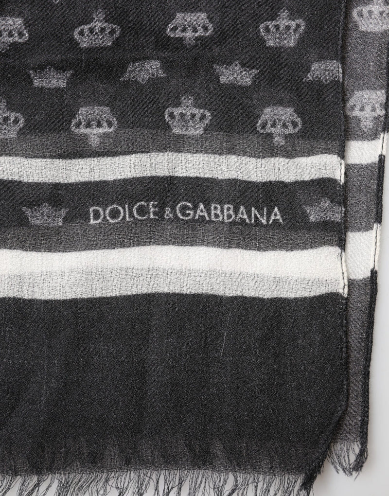 Dolce &amp; Gabbana Black Crown Cachemire Écharpe Châle/Écharpe/Châle/Écharpe ...