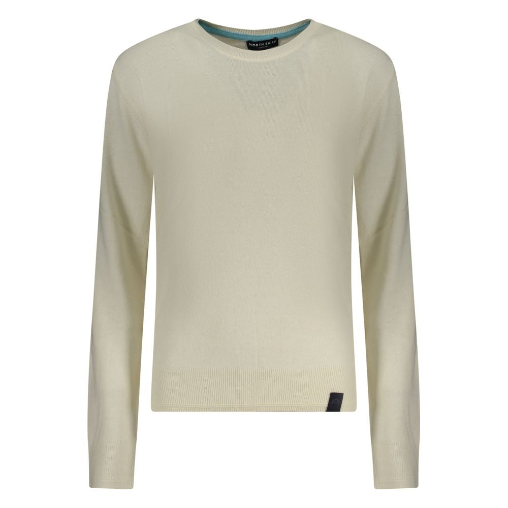 North Sails White Wool Sweater - Long-Sleeved Crew Neck