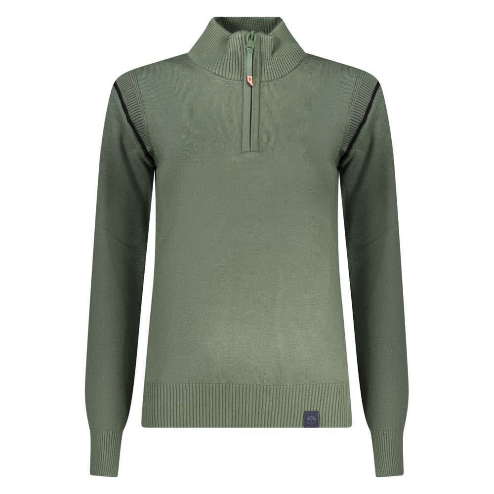 North Sails Green Polyester Half Zip Sweater with Logo