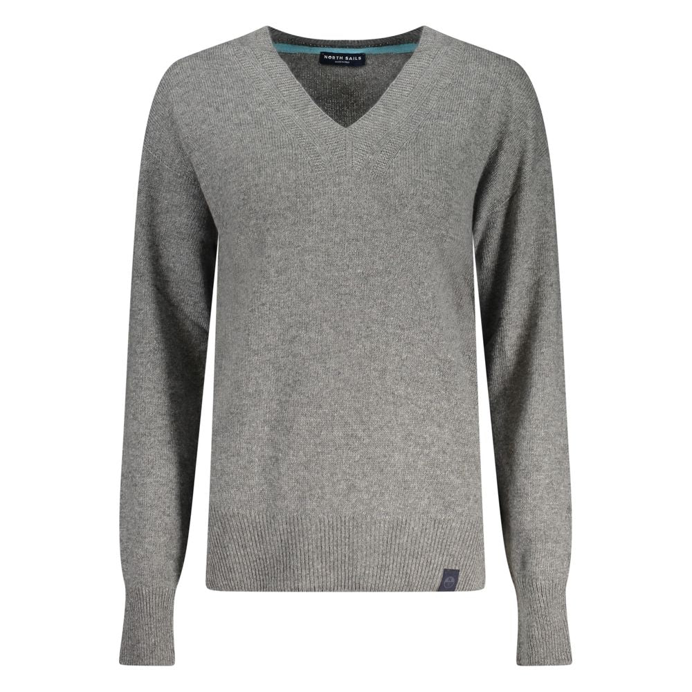 North Sails Gray Wool Sweater - Long-Sleeved V-Neck