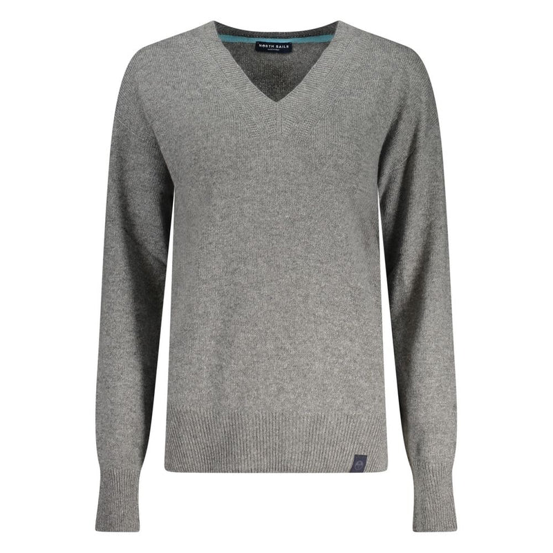 North Sails Gray Wool Sweater - Long-Sleeved V-Neck