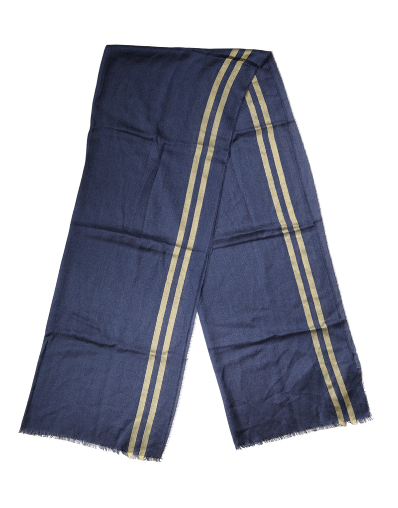 Dolce & Gabbana Blue Cashmere Neck Wrap Shawl with Fringes