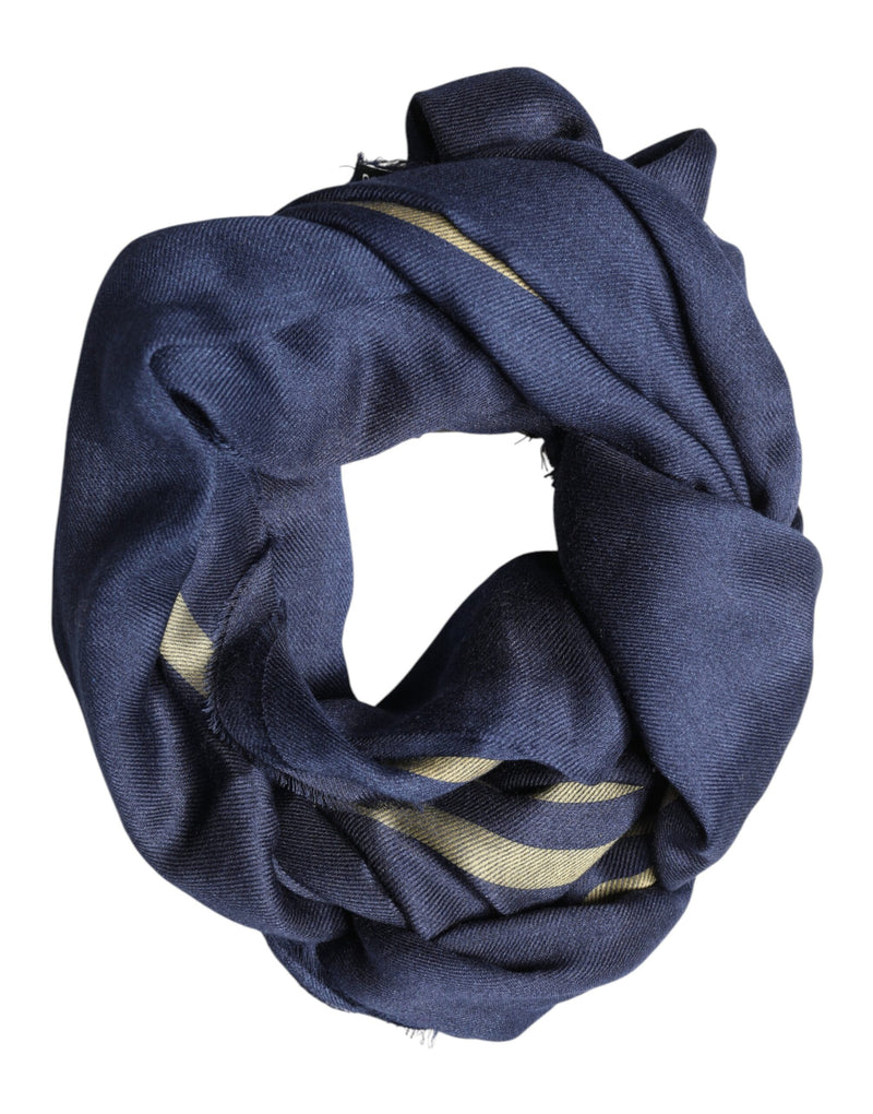 Dolce & Gabbana Blue Cashmere Neck Wrap Shawl with Fringes