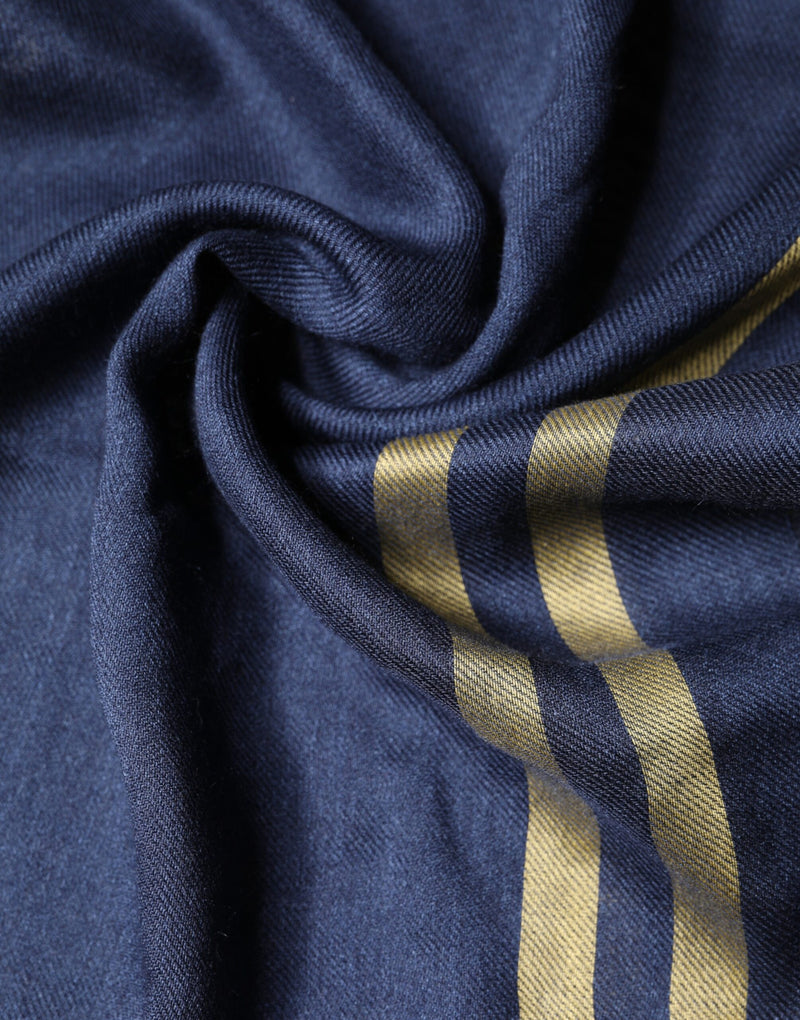 Dolce & Gabbana Blue Cashmere Neck Wrap Shawl with Fringes
