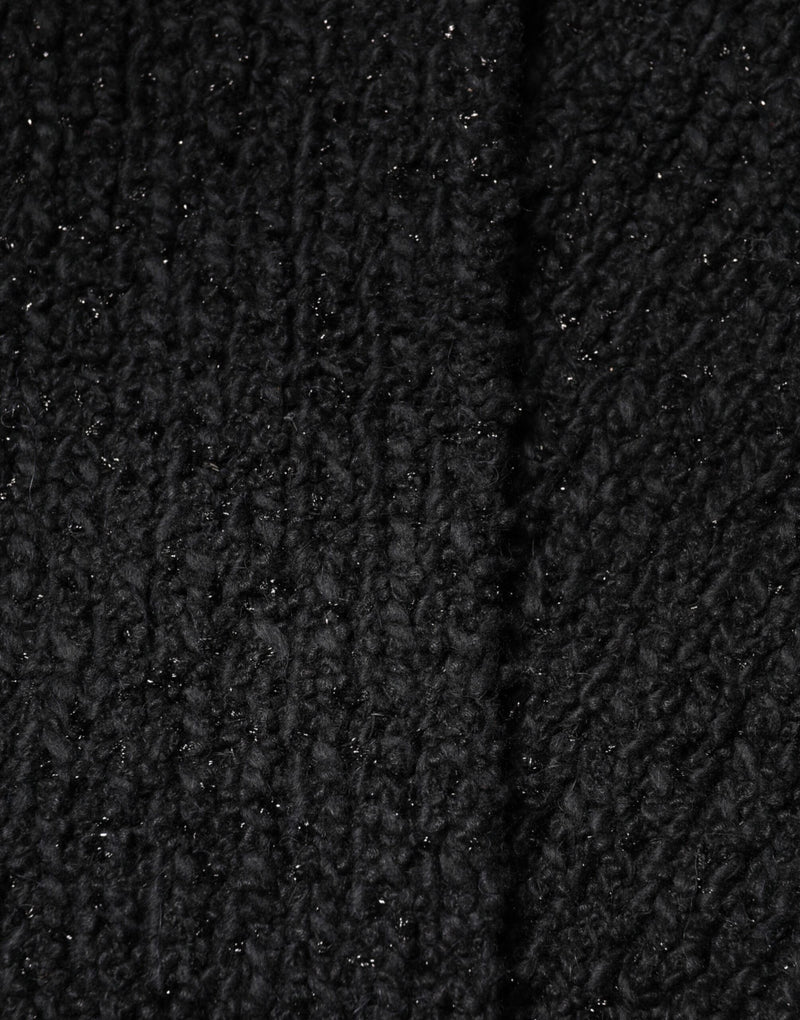 Dolce & Gabbana Black Cashmere Knit Shawl with Fringes