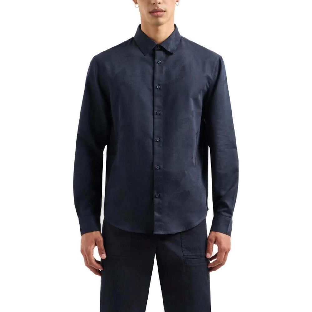 Chemise habillée en coton bleu Armani Exchange