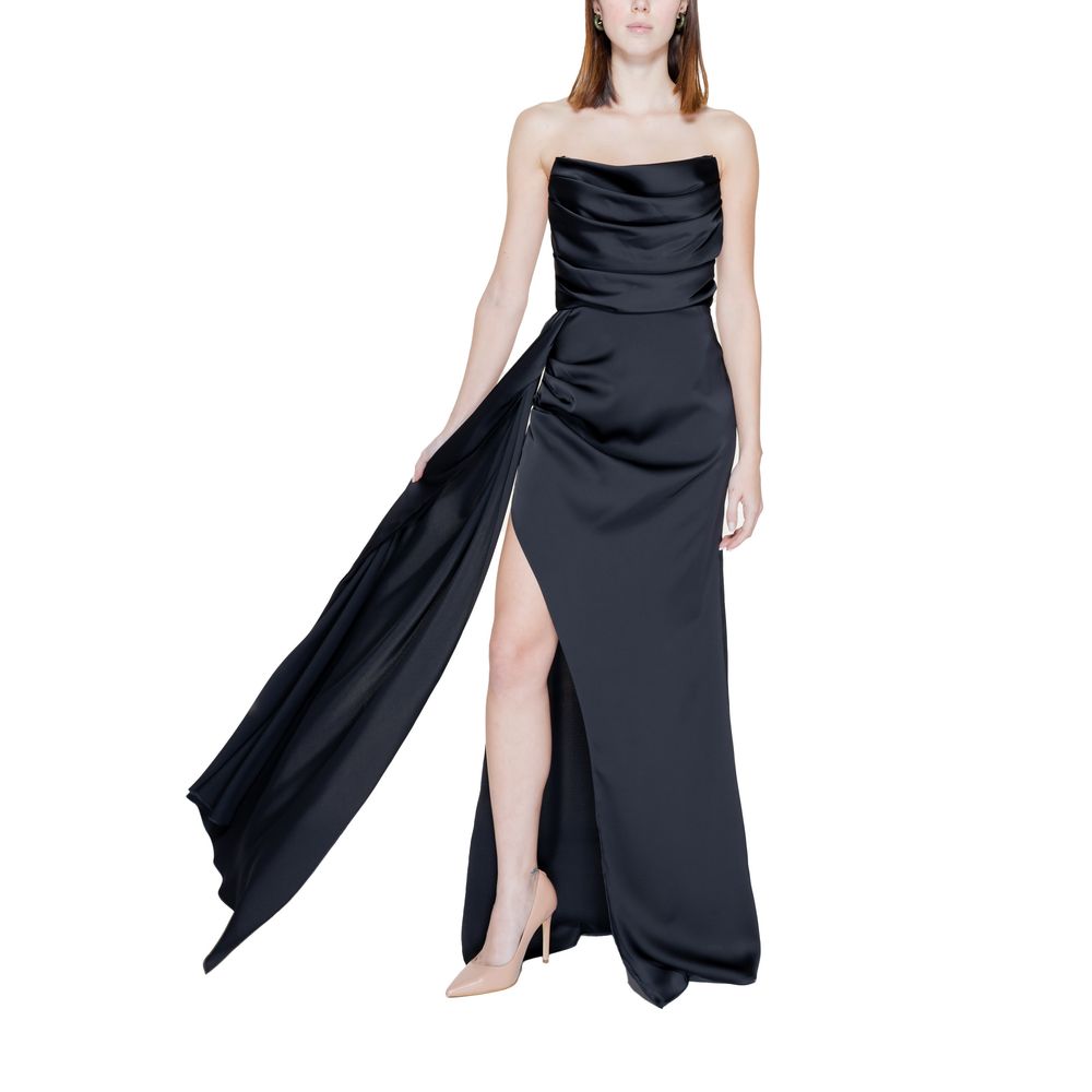 Silence Black Polyester Long Dress
