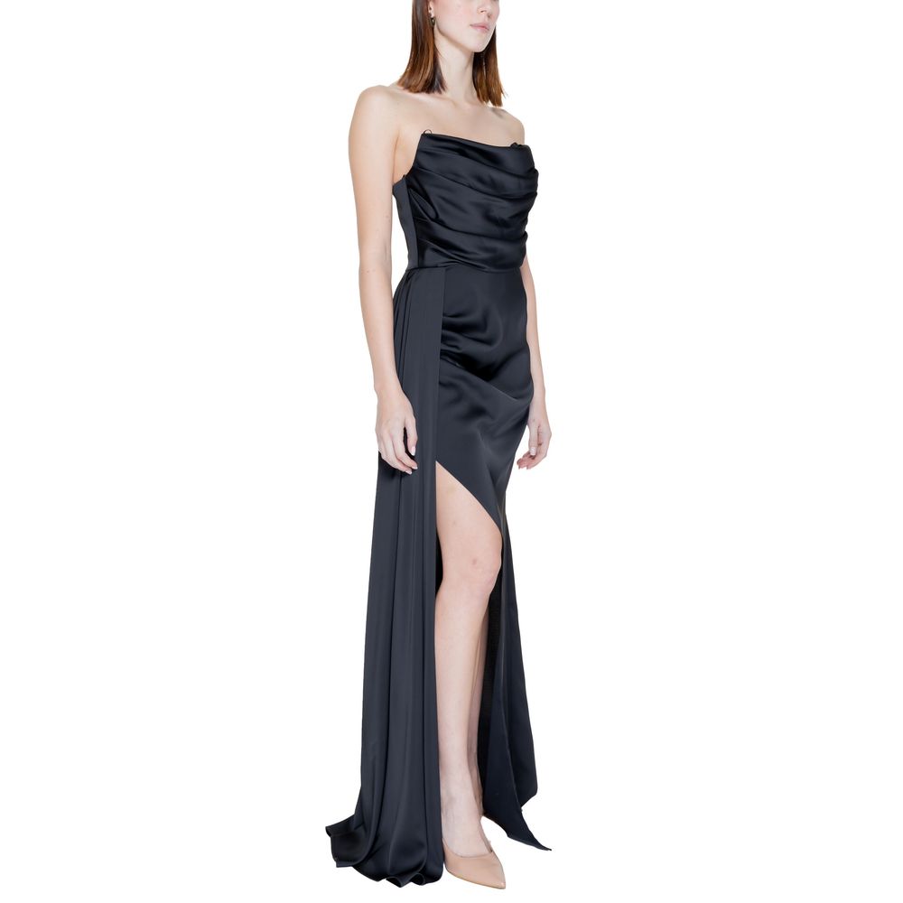 Silence Black Polyester Long Dress