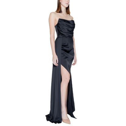 Silence Black Polyester Long Dress