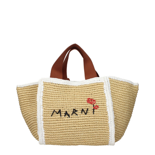 Sac à main Marni en raphia beige