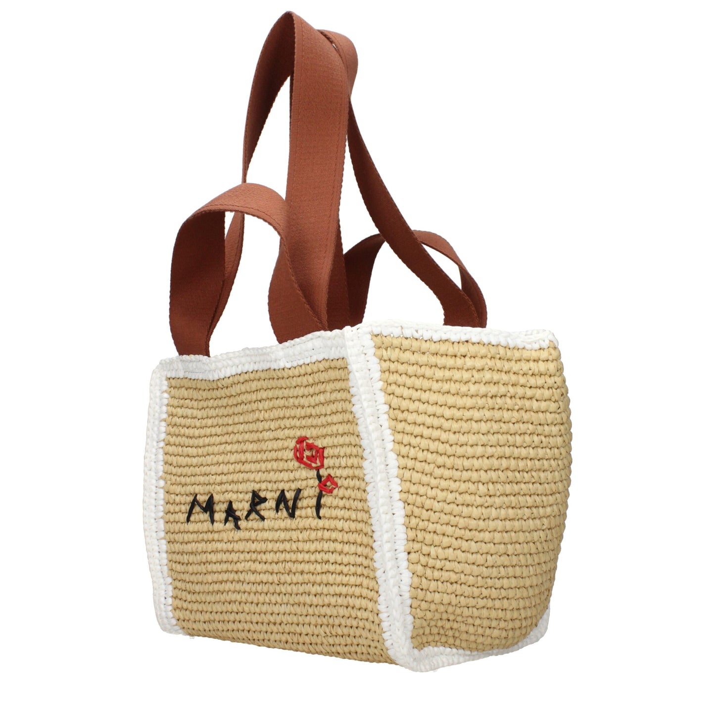 Sac à main Marni en raphia beige