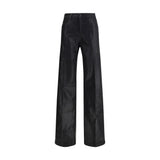 L'Agence Black Cotton Casual Pants - Clayton Coated Wide Leg