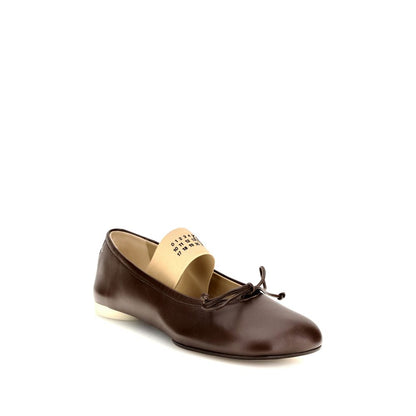 Ballerines Bos Taurus en cuir de veau marron MM6