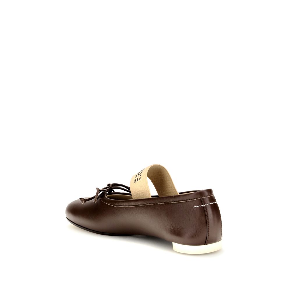Ballerines Bos Taurus en cuir de veau marron MM6