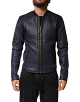 Dolce &amp; Gabbana Veste bomber homme en nylon bleu à fermeture éclair intégrale
