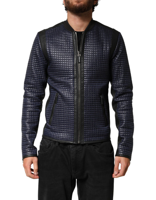 Dolce &amp; Gabbana Blauw Nylon Bomberjack met Volledige Ritssluiting voor Heren