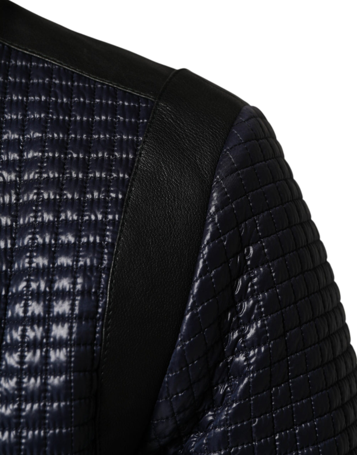 Dolce &amp; Gabbana Veste bomber homme en nylon bleu à fermeture éclair intégrale