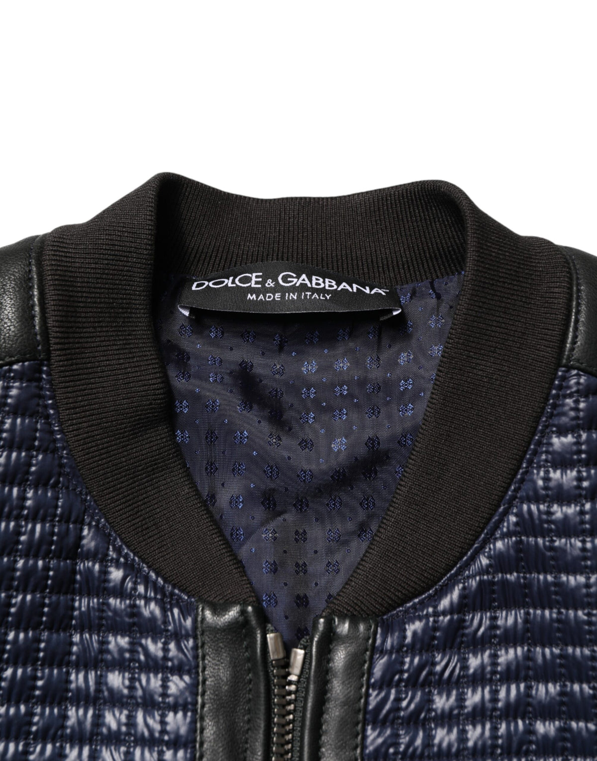 Dolce &amp; Gabbana Veste bomber homme en nylon bleu à fermeture éclair intégrale