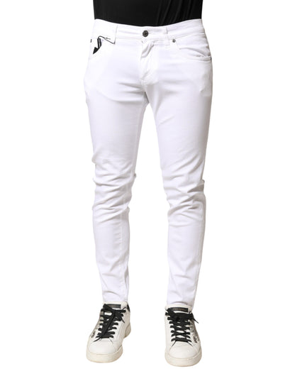 Dolce &amp; Gabbana Witte Katoenen Stretch Skinny Denim Herenjeans