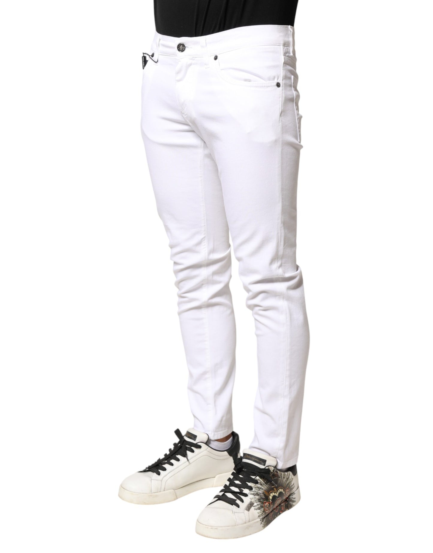 Dolce &amp; Gabbana Witte Katoenen Stretch Skinny Denim Herenjeans