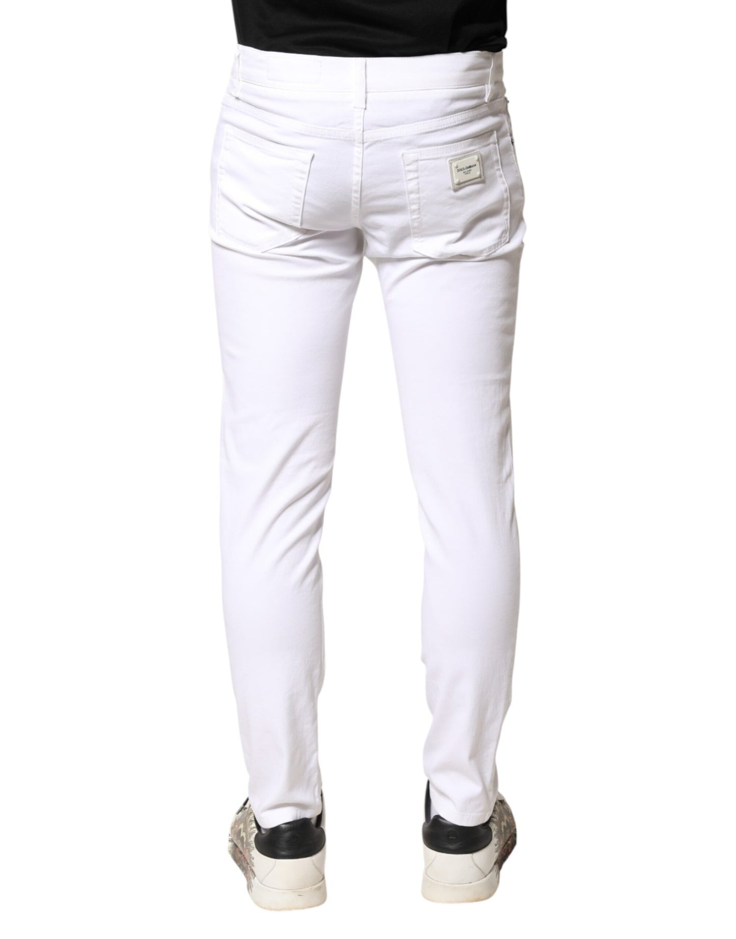 Dolce &amp; Gabbana Witte Katoenen Stretch Skinny Denim Herenjeans