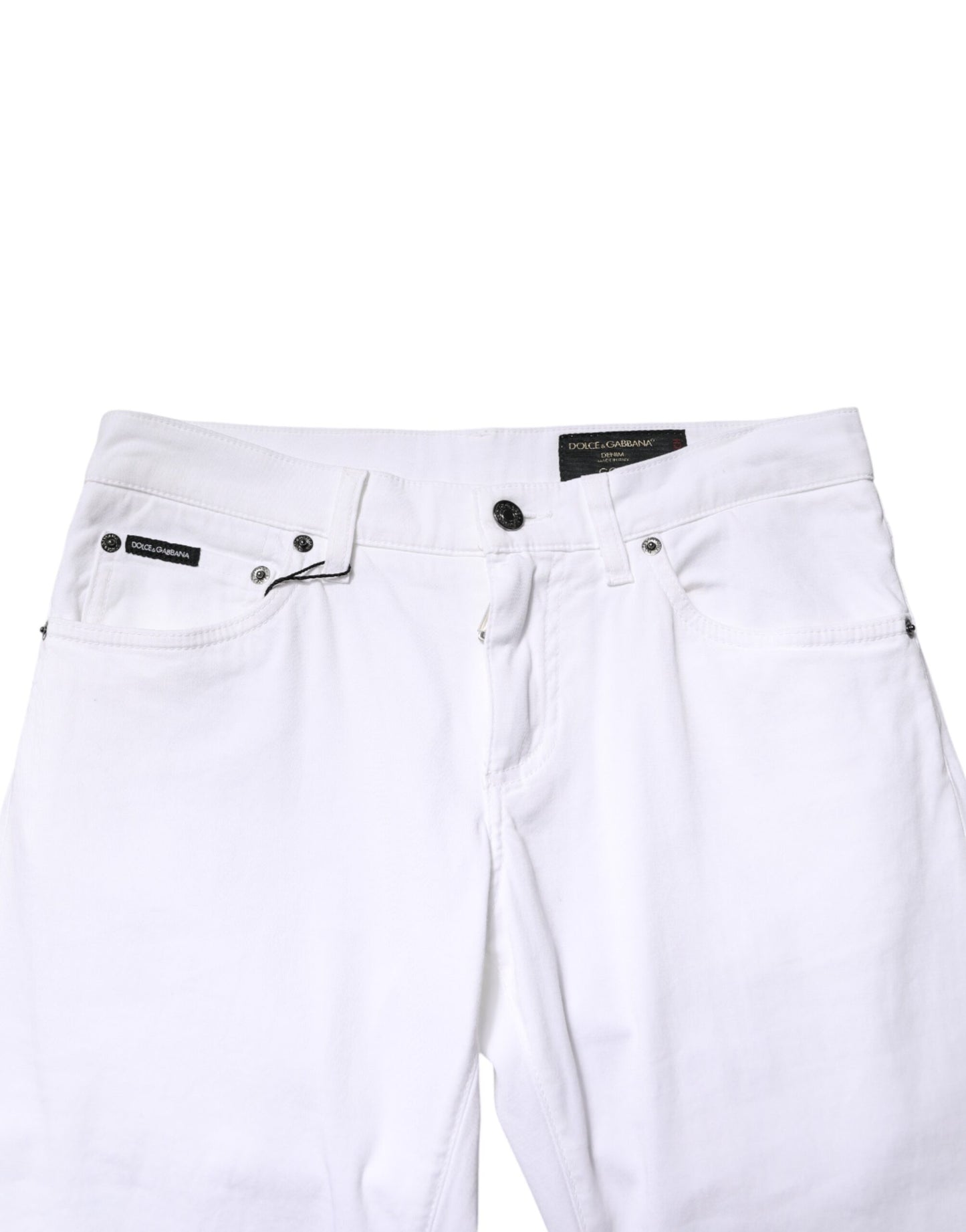 Dolce &amp; Gabbana Witte Katoenen Stretch Skinny Denim Herenjeans