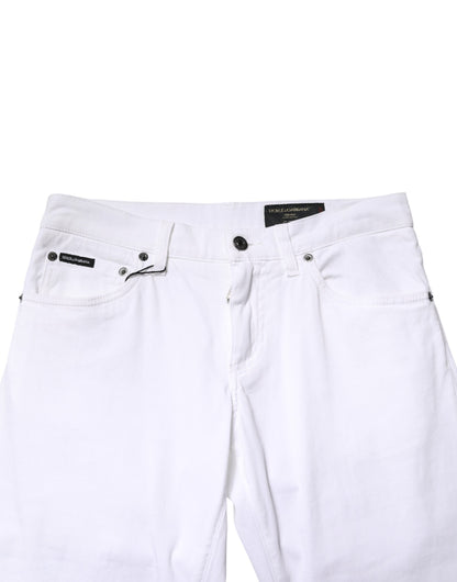 Dolce &amp; Gabbana Witte Katoenen Stretch Skinny Denim Herenjeans