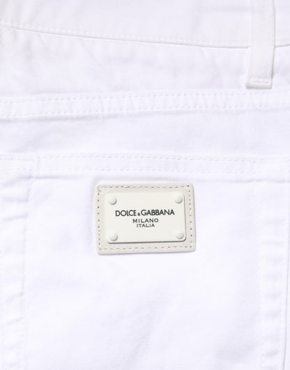 Dolce &amp; Gabbana Witte Katoenen Stretch Skinny Denim Herenjeans